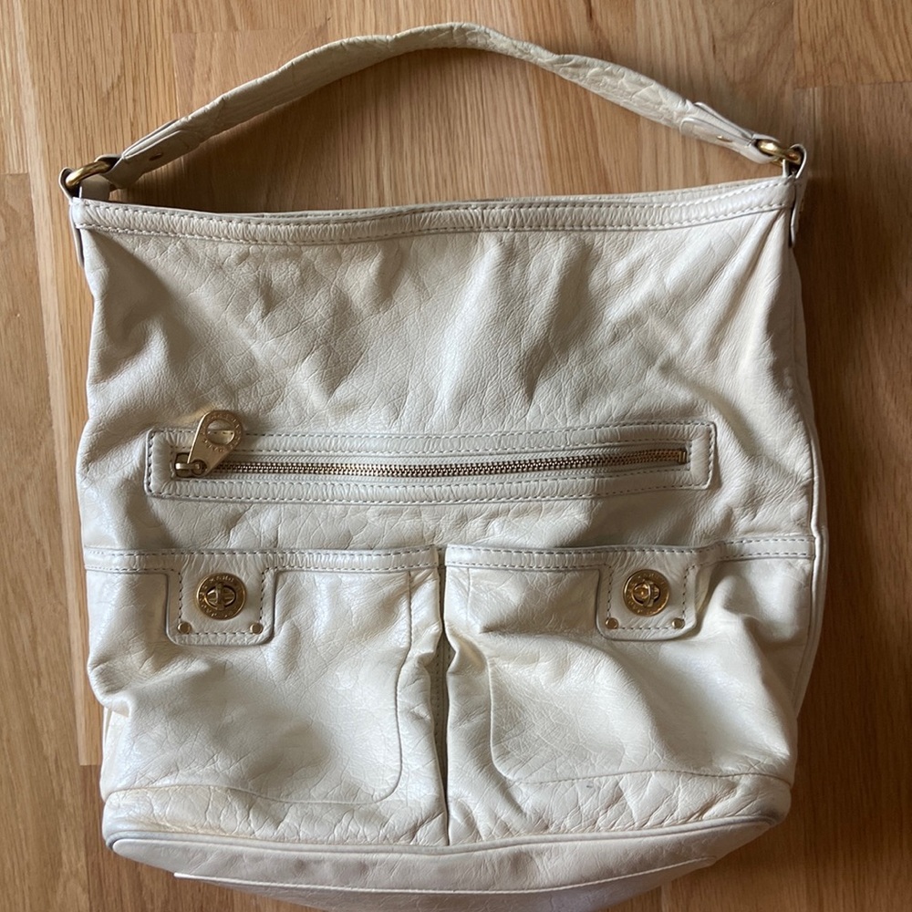 Marc by Marc Jacobs off-white or cream, large, leather handbag, VGUC.
